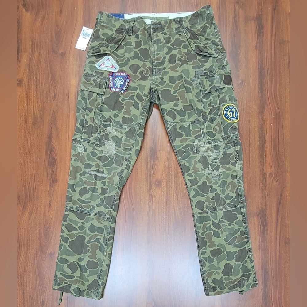 New Polo Ralph Lauren Voyager Patchwork Camo Utility Pants Men Sz 34x32